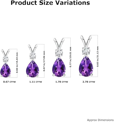 Angara Teardrop Amethyst Pendant Necklace with Diamond in 14K Gold/Platinum February birthstone for Women in 4 quality grades, 18-inch cable chain, birthday gift, with Certificate of Authenticity