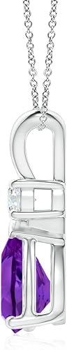Angara Teardrop Amethyst Pendant Necklace with Diamond in 14K Gold/Platinum February birthstone for Women in 4 quality grades, 18-inch cable chain, birthday gift, with Certificate of Authenticity