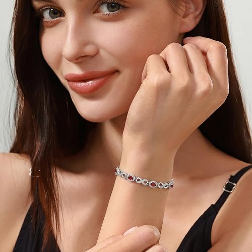 FANCIME Amethyst Jewelry Set Feburary Birthstone Sterling Silver Infinity Pendant Necklace Earrings Bracelet Purple Gemstone Fine Jewelry Anniversary Birthday Gifts for Women Her Mom Wife